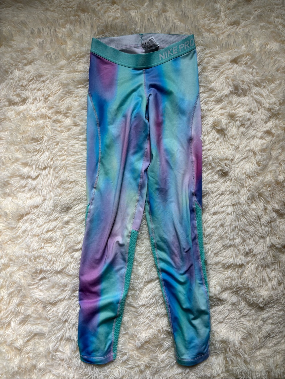 Nike Pro Girls XL Leggings Tie Dye Watercolor Blue Purple Teal Athletic